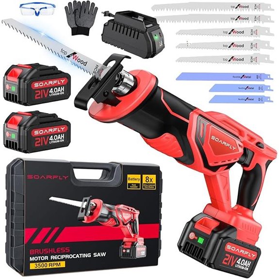 Cordless Reciprocating Saw with Batteries and Blades