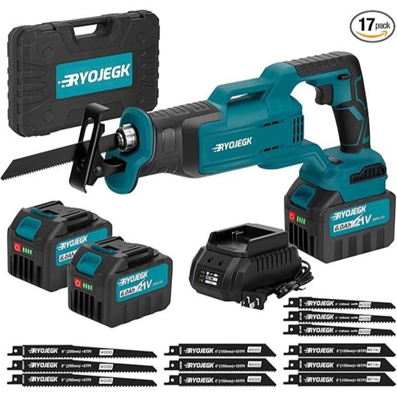 21V Brushless Reciprocating Saw with Batteries and Blades