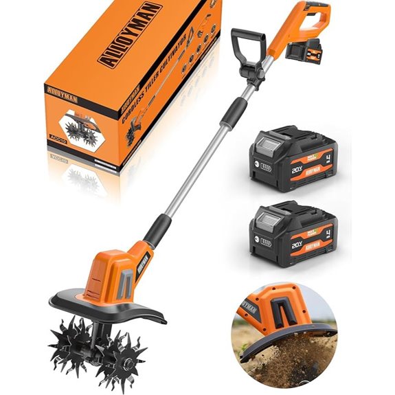 Alloyman 20V Cordless Tiller with Batteries