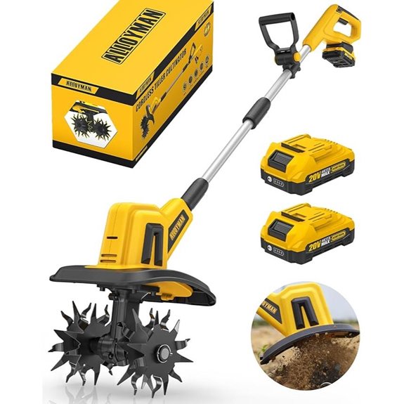 Alloyman 20V Cordless Tiller with Batteries