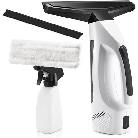 Cordless Window Vacuum with Spray Bottle and Microfiber