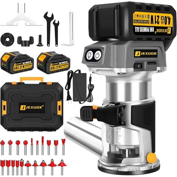 Brushless Cordless Wood Router with 2 Batteries
