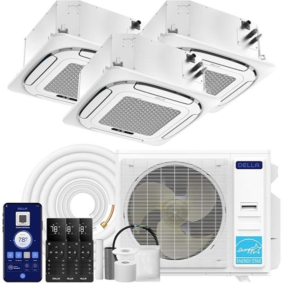 DELLA 35,000 BTU 3-Zone Ceiling Cassette Mini Split
