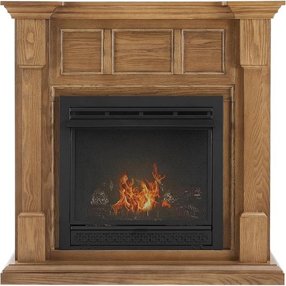 38.5 in. Dual Fuel Platinum Oak Vent Free Fireplace System 26,000 BTU