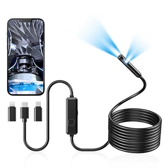 Endoscope Camera with Light and Dual Lenses