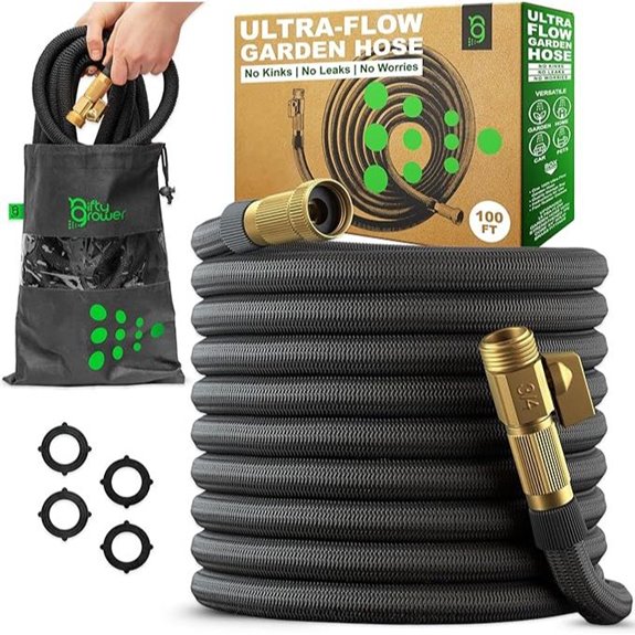 Ultra-Flow 100FT Garden Hose No-Kink Leak-Proof