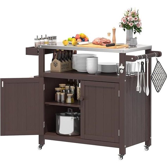 Weatherproof Outdoor Kitchen Island with Stainless Steel Top