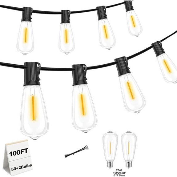 Commercial Grade Outdoor String Lights with Waterproof LED Bulbs