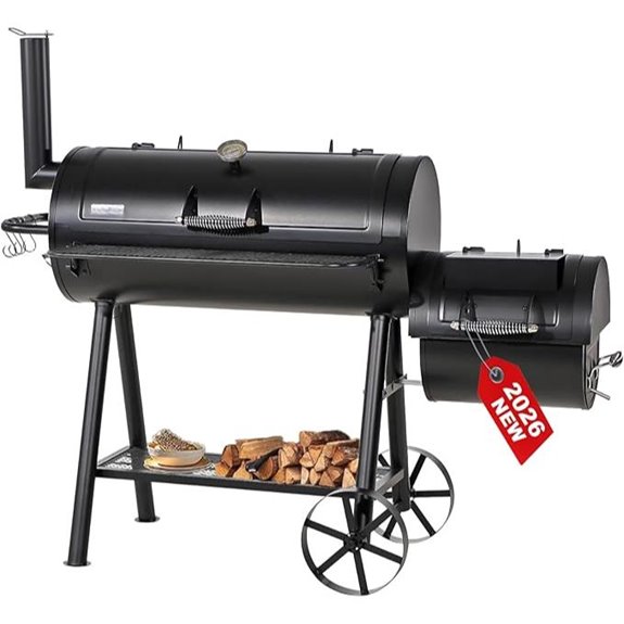 GREEN PARTY Offset Charcoal Smoker and Grill Combo
