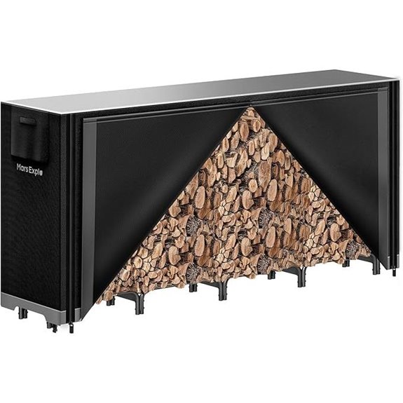 8ft Outdoor Firewood Rack with Cover