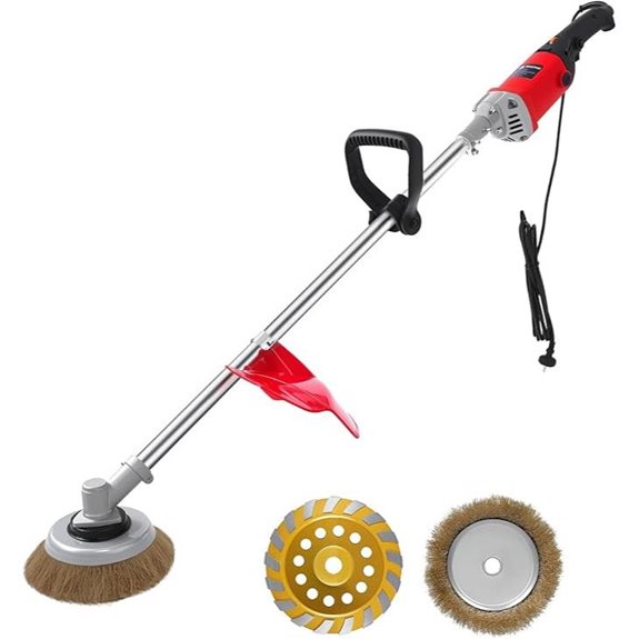 Electric Concrete Grinder with Diamond Disc and Wire Brush