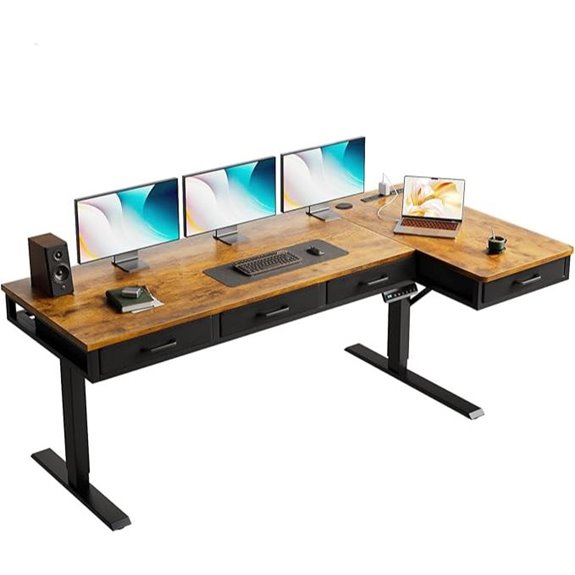OffiGo 63 L-Shaped Electric Standing Desk with Drawers