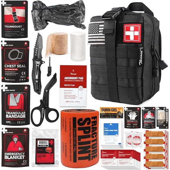 Survival First Aid Kit with Israeli Bandage and Splint