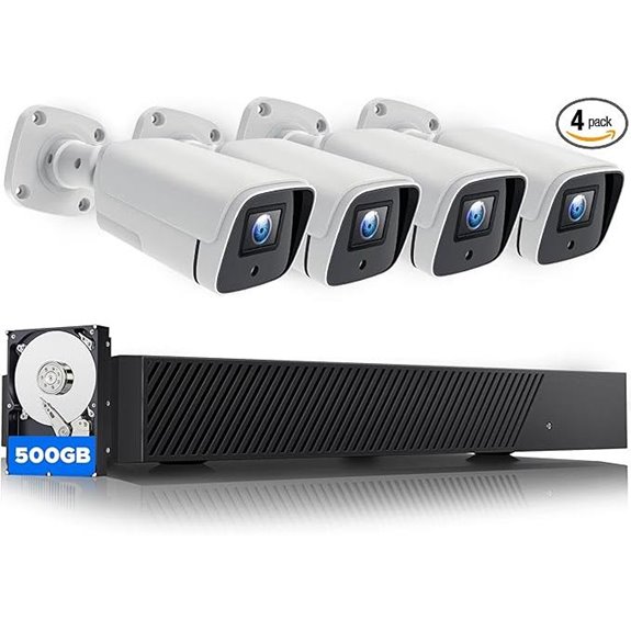 5MP PoE Security Camera System with 4 Cameras