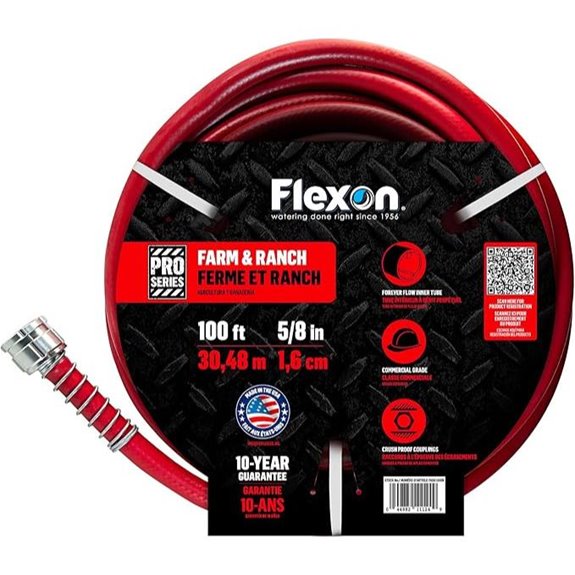 Flexon FA58100CN Farm and Ranch Garden Hose 100 ft Red
