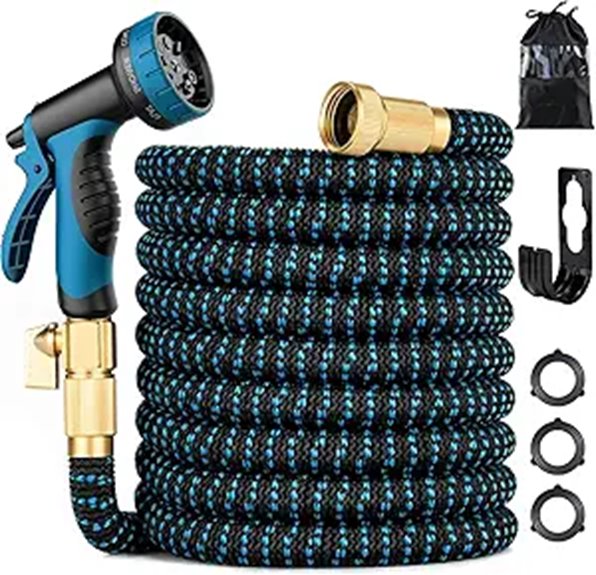 Expandable Garden Hose with Spray Nozzle and Brass Connectors