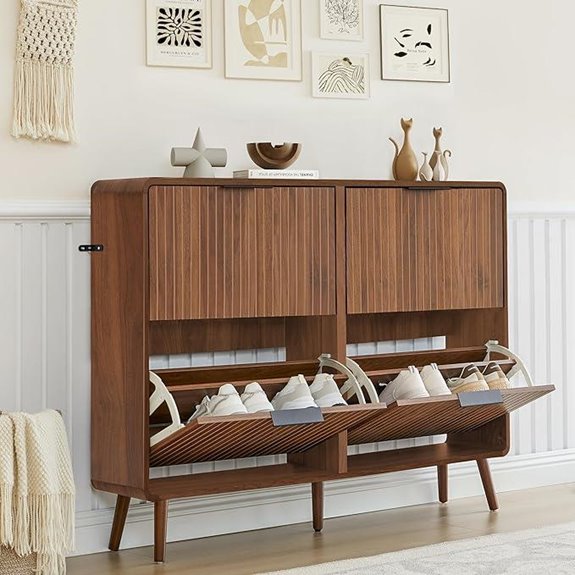 47 Fluted Shoe Cabinet with 4 Drawers and Legs