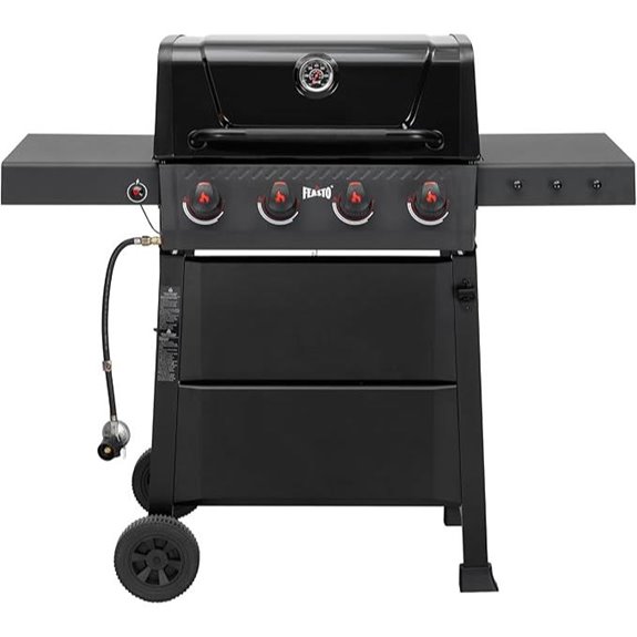 4-Burner Gas Grill with Side Table and Enameled Chamber