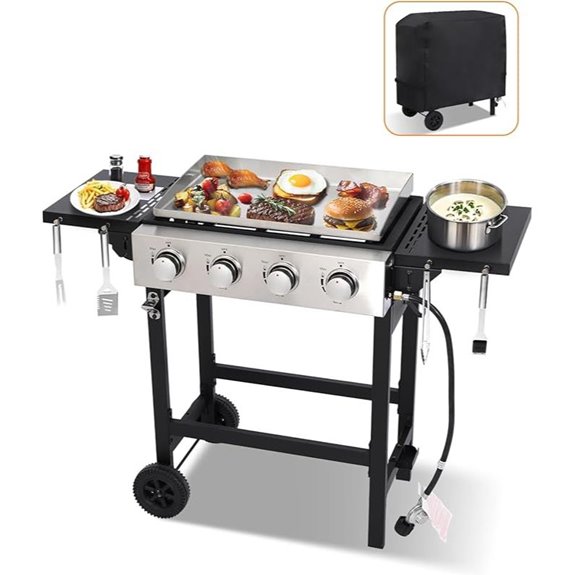 4-Burner Propane Gas Griddle with Side Tables