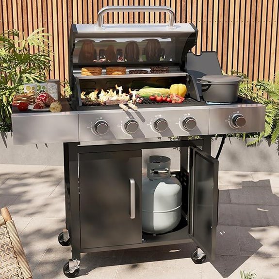 Aoxun 4-Burner Propane Gas Grill with Side Burner