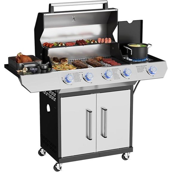 4-Burner Propane Gas Grill with Side Burner