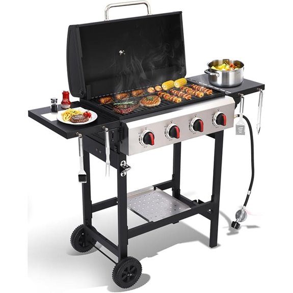 4-Burner Propane Gas Grill with Side Tables