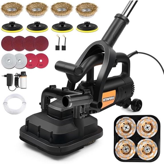 4-Head 3800W Concrete Grinder with Dust Extraction