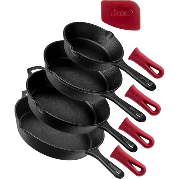 Cuisinel Cast Iron Skillet Set (4-Piece 6-12)