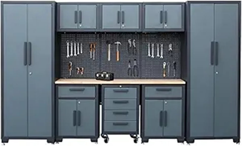 Garage Storage Set with Cabinets Drawers & Workbench