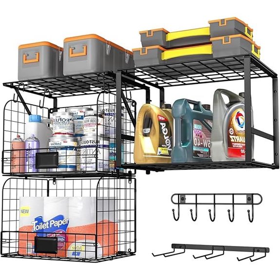 Garage Wall Shelving with Baskets and Tool Organizer