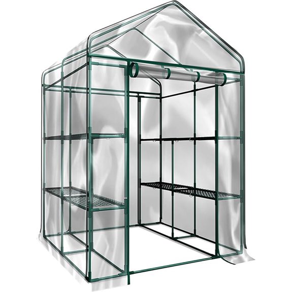 Walk-In Greenhouse with Shelves and PVC Cover