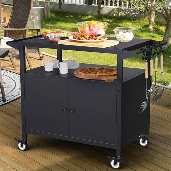 Outdoor Grill Cart with Storage and Utensil Hooks