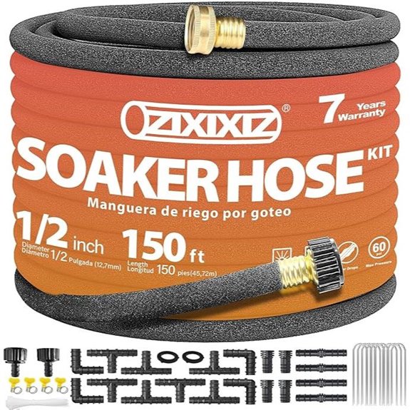 150FT Heavy-Duty Soaker Hose with Brass Connector