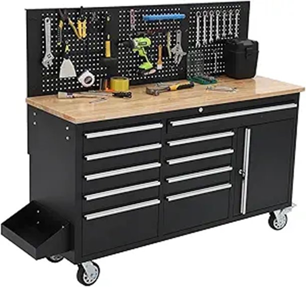 Heavy Duty 61-Inch Rolling Tool Chest with Workbench