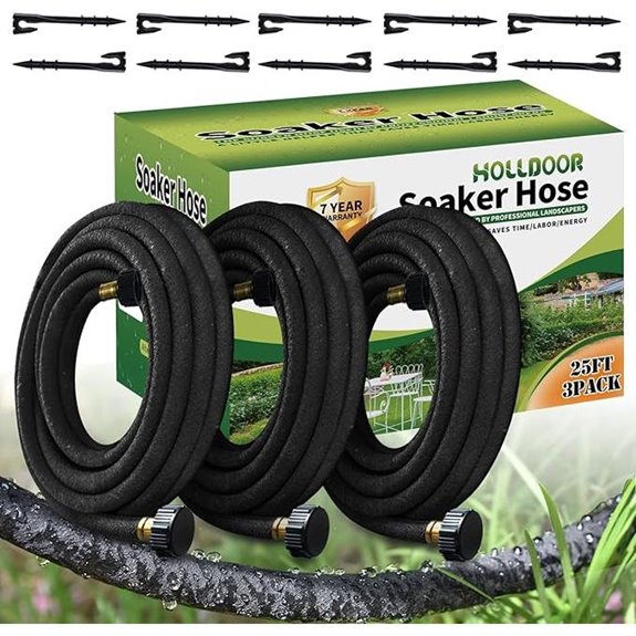 Soaker Hose 3-Pack 75 ft Heavy Duty Garden Drip
