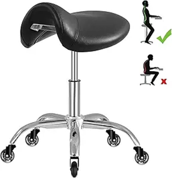 Heavy Duty Adjustable Saddle Stool with Wheels