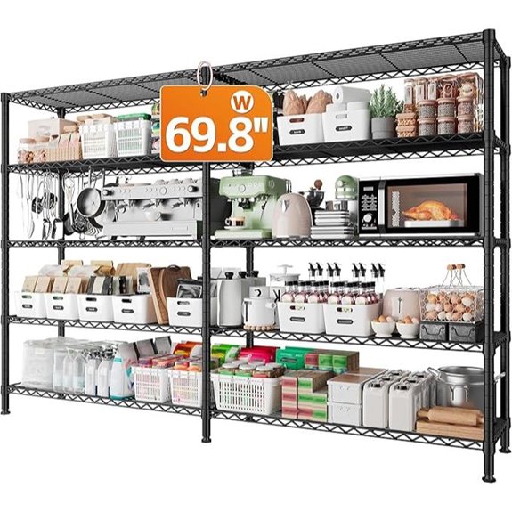 REIBII 1600LBS Metal Wire Shelving Unit Black