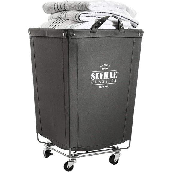 Seville Classics Heavy Duty Rolling Laundry Hamper Gray