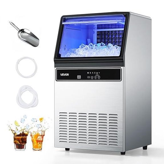 VEVOR Commercial Ice Maker 130Lbs/24H Stainless Steel