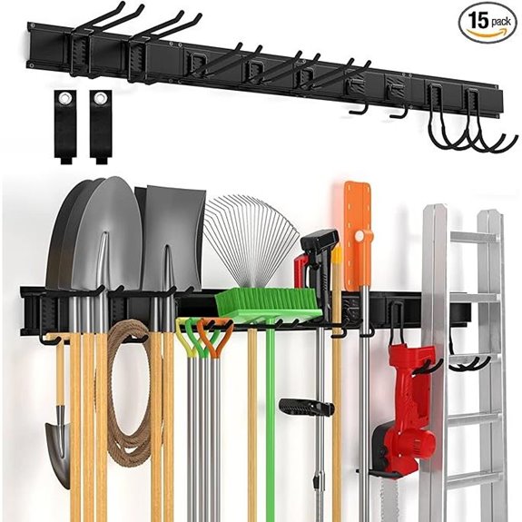 Heavy Duty Wall-Mount Tool Storage Rack (15 pcs)