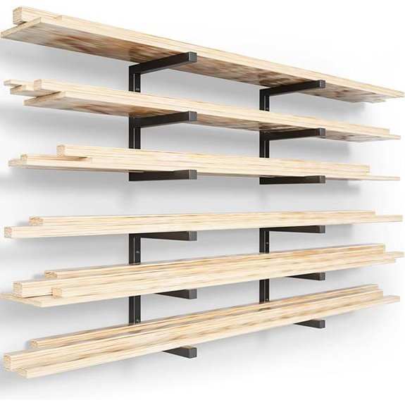 YYR Wall-Mount Lumber Storage Rack Heavy Duty Metal