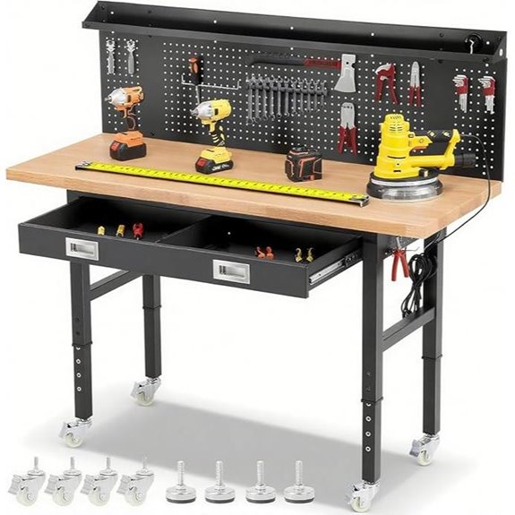 Heavy Duty Work Bench with Wheels and Accessories