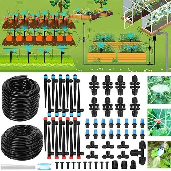 177FT Drip Irrigation Kit with Nozzles and Misters