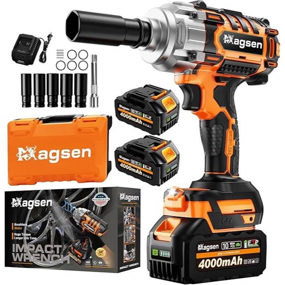 Cordless Impact Wrench 900Ft-lbs 2 Batteries