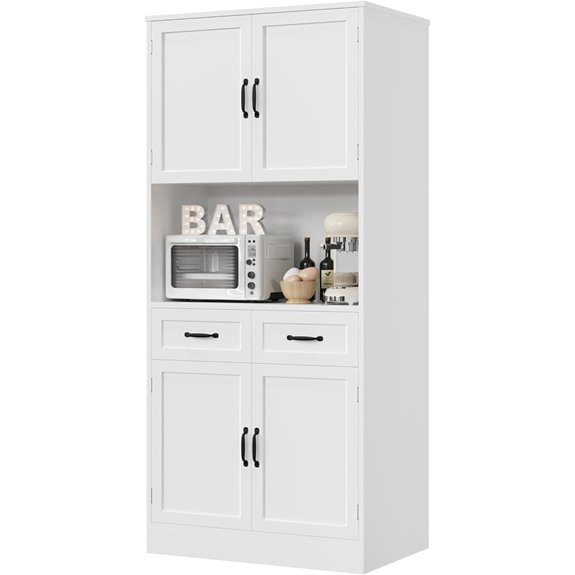 HOSTACK 71 Kitchen Pantry with Hutch and Drawers
