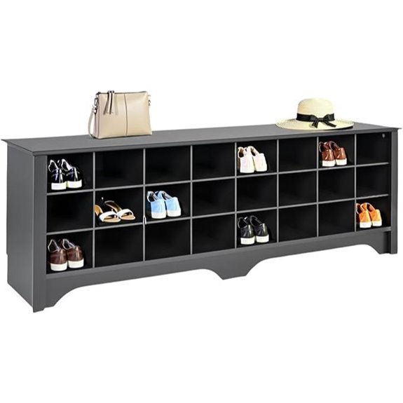Prepac Shoe Cubby Bench for 24 Pairs of Shoes