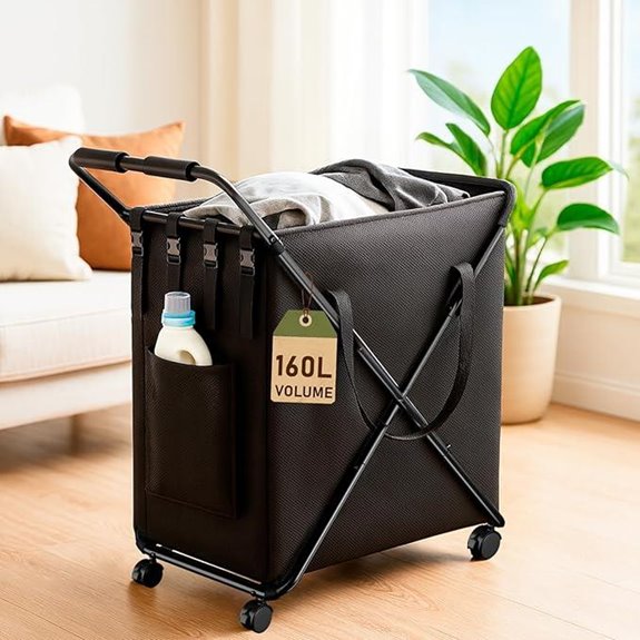 Large 43 Gal Rolling Laundry Hamper with Removable Bag