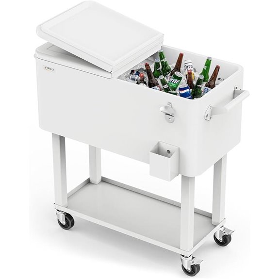 VINGLI 80 Quart Rolling Ice Chest with Bottle Opener
