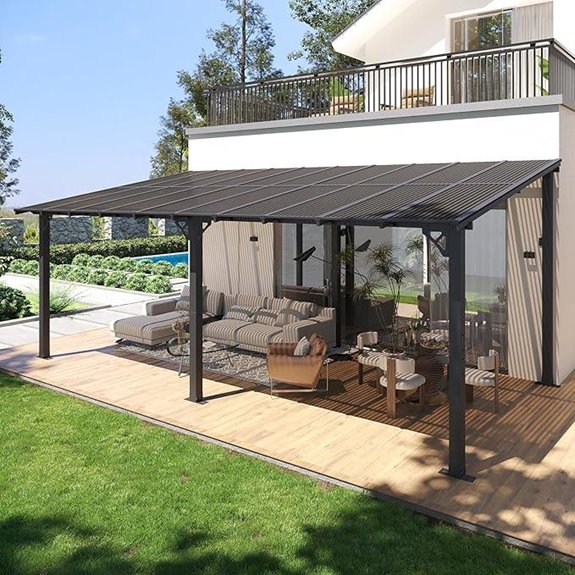 10x20FT Metal Pergola with Polycarbonate Roof