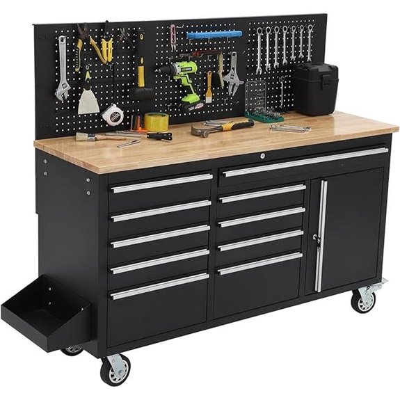 61-inch Rolling Tool Chest with Power Strip and Workstation